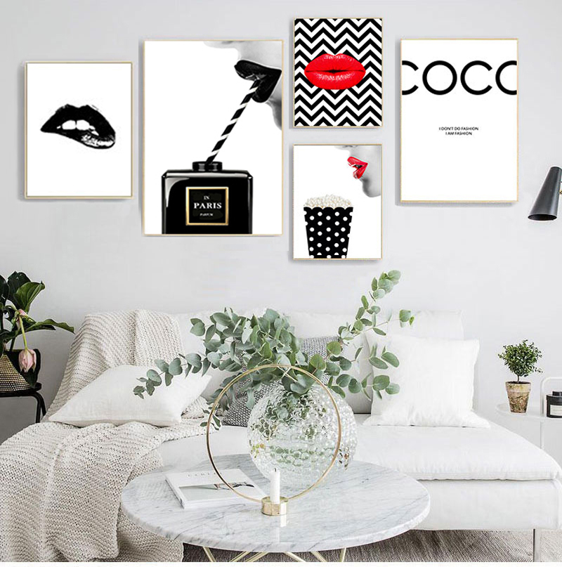 Vintage Fashion Prints For Wall - Posters Prints Vintage Canvas Schilderij Zwart
