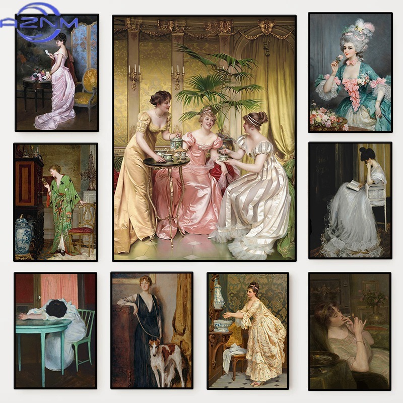 Vintage Fashion Prints For Wall - De Renaissance Vrouwen Portret Poster Vintage