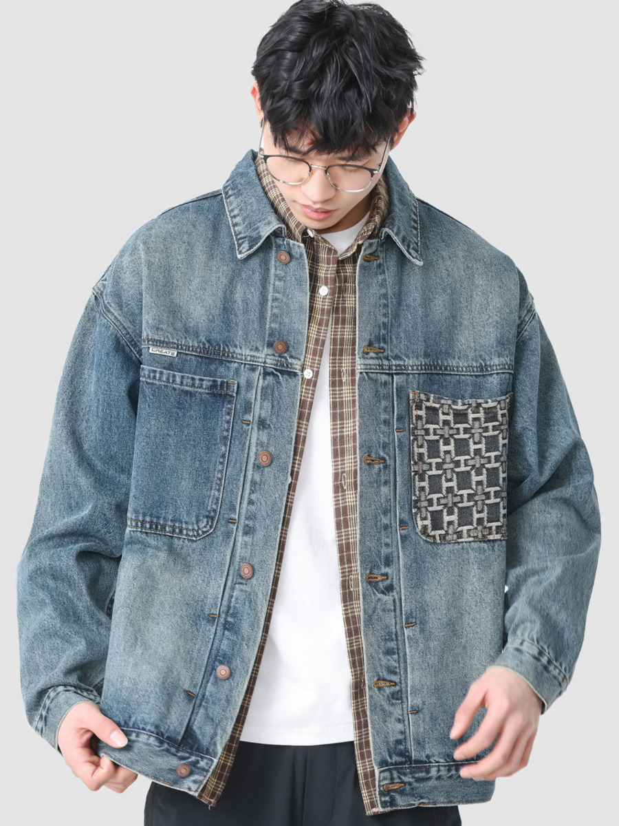 Vintage Fashion Hong Kong - Vintage borduurwerk zak denim jas heren