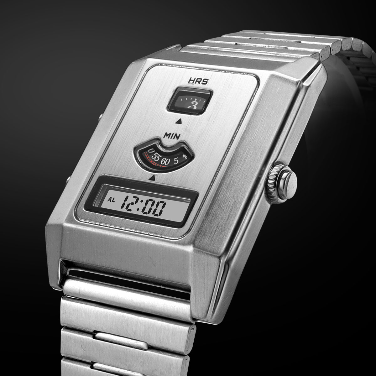 Vintage Fashion Complete - Mode quartz elektronisch herenhorloge met dubbele