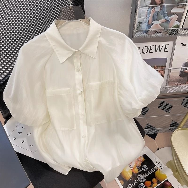 Vintage Fashion Hong Kong - Dames losse blouse met bubbelmouwen, korte
