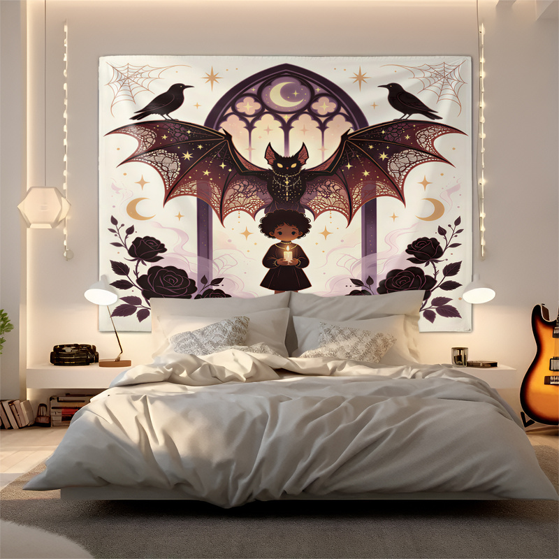 Vintage Fashion Prints For Wall - Gotisch Halloween Wandkleed Vintage Pompoenlantaarn Roos
