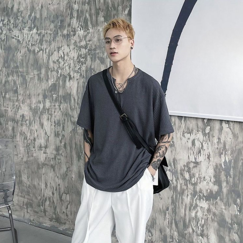 Vintage Fashion Hong Kong - Herenshirt met korte mouwen, streetwear, los,