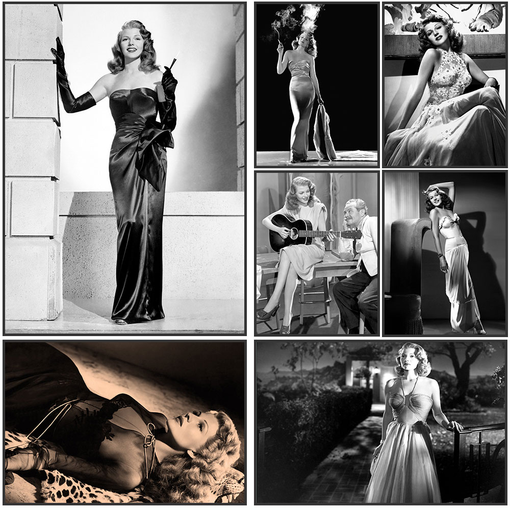 Vintage Fashion Prints For Wall - Rita Hayworth poster, zwart en wit,