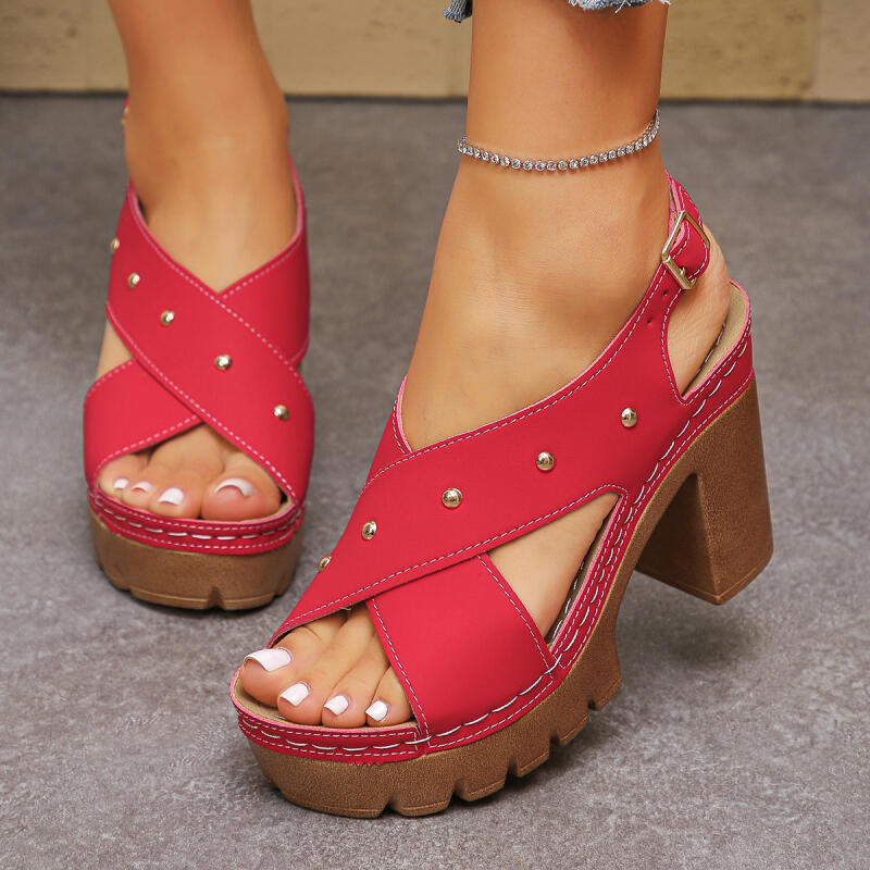 Vintage Fashion Women Dresses - Vintage Super Hoge Hak Cross Strap