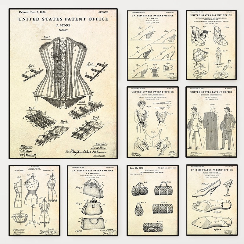 Mode Kleding Schoenentas Ontwe - Vintage Fashion Prints For Wall recensie en prijs