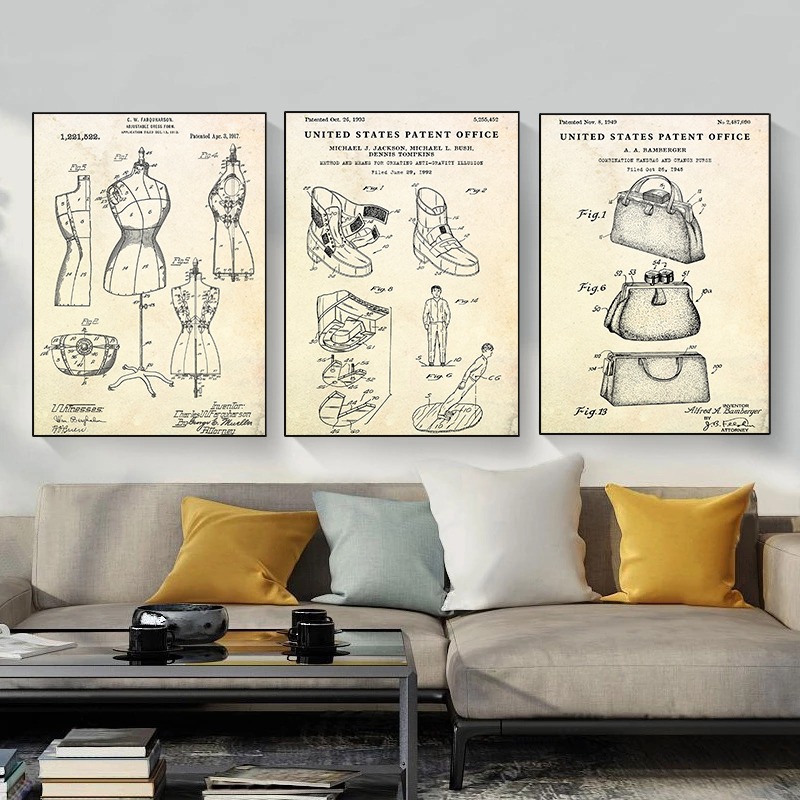 Mode Kleding Schoenentas Ontwe - Vintage Fashion Prints For Wall recensie en prijs