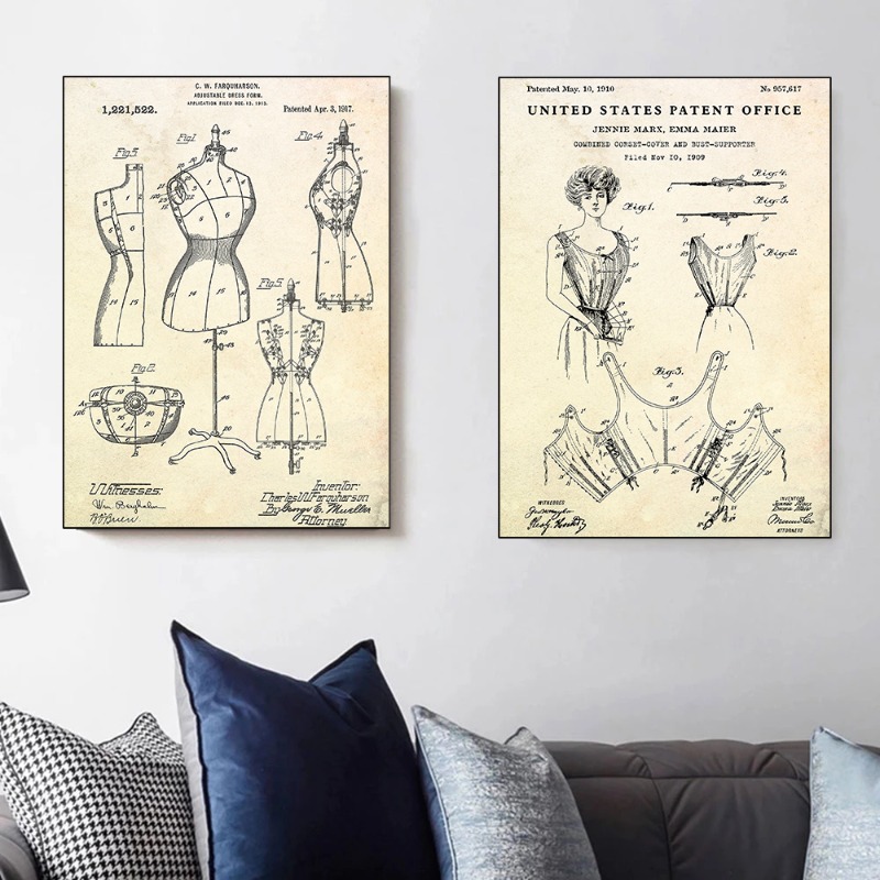 Mode Kleding Schoenentas Ontwe - Vintage Fashion Prints For Wall recensie en prijs