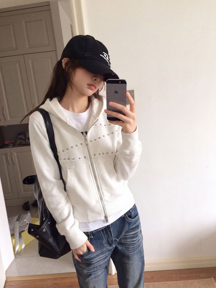 Dames Y2K studded rivet hoodie - Vintage Fashion Hong Kong recensie en prijs