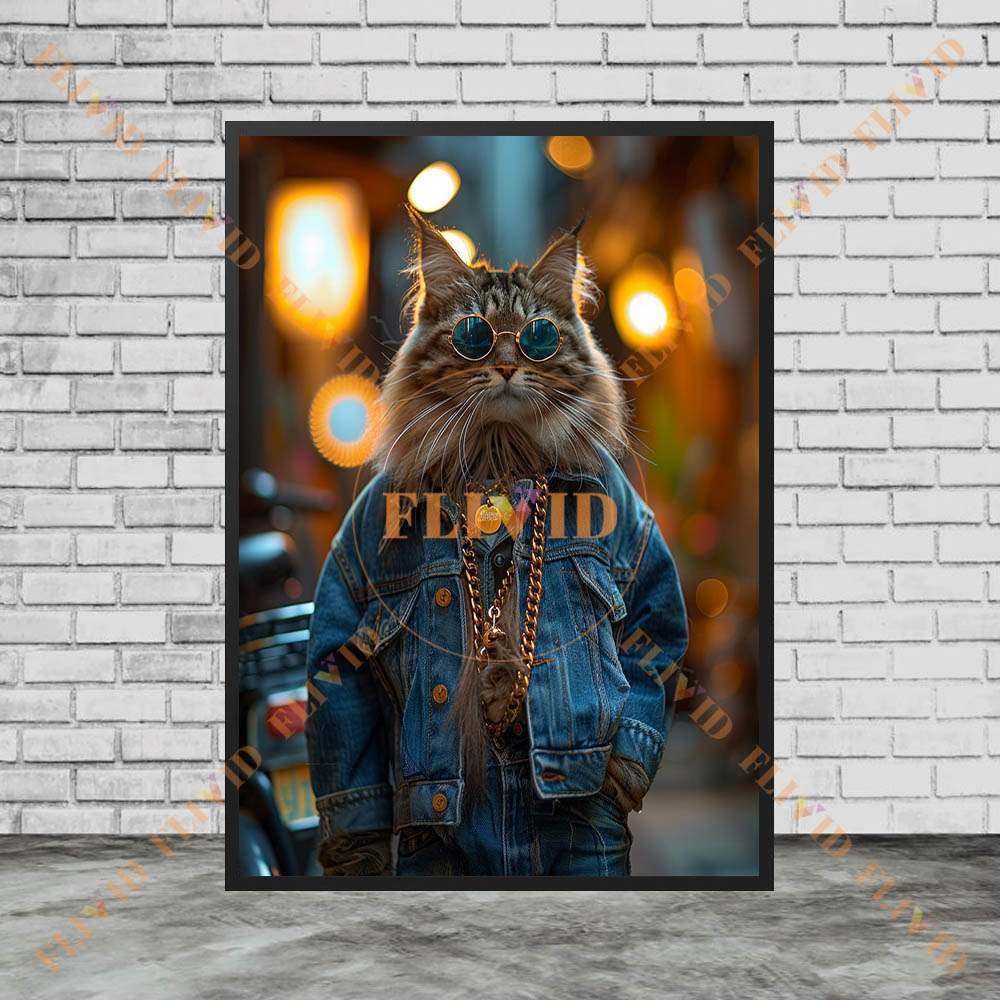 Vintage Denim Cool Cat canvas  - Vintage Fashion Prints For Wall recensie en prijs