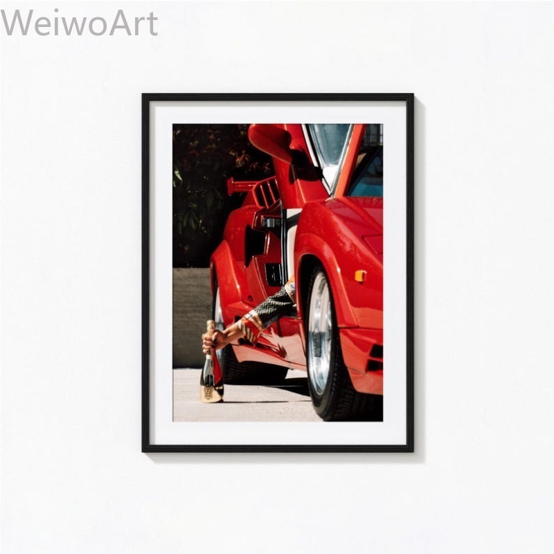 Champagne meisje luxe auto can - Vintage Fashion Prints For Wall recensie en prijs