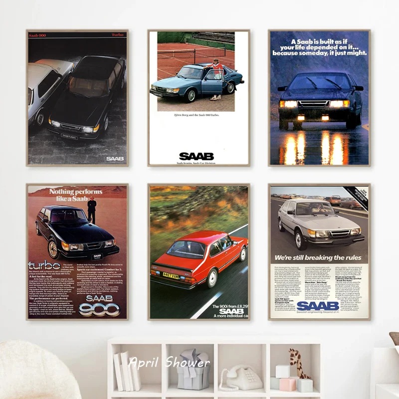 Klassieke Vintage Saab 900 Tur - Vintage Fashion Prints For Wall recensie en prijs