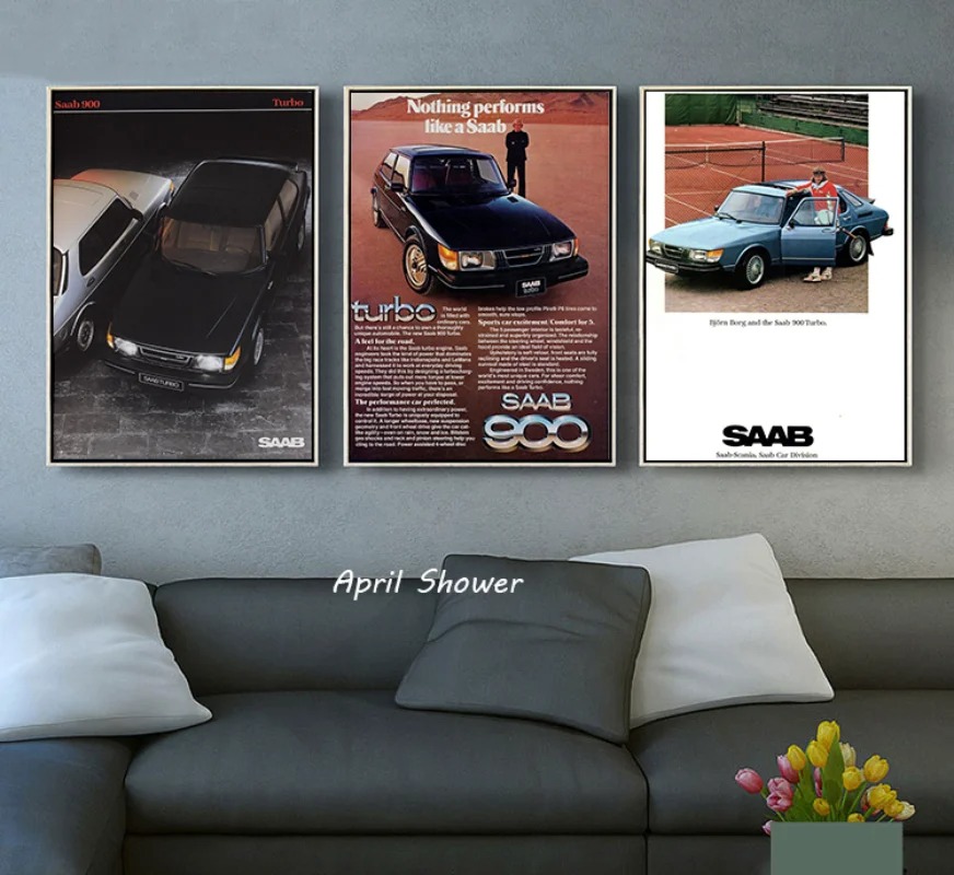 Klassieke Vintage Saab 900 Tur - Vintage Fashion Prints For Wall recensie en prijs