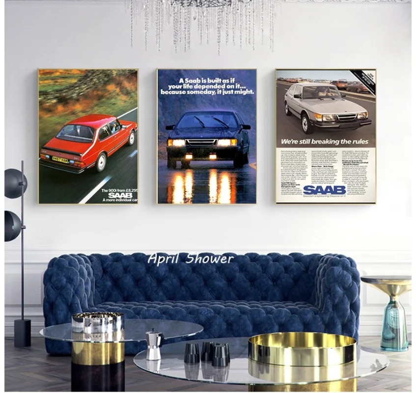 Klassieke Vintage Saab 900 Tur - Vintage Fashion Prints For Wall recensie en prijs