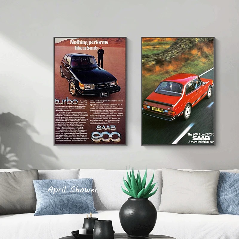 Klassieke Vintage Saab 900 Tur - Vintage Fashion Prints For Wall recensie en prijs